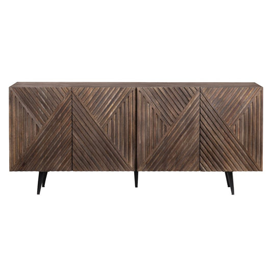 Crestview Collection - 69 in. Brown Solid Wood 4 Door Media Credenza / Sideboard - CVFNR4402 view 2