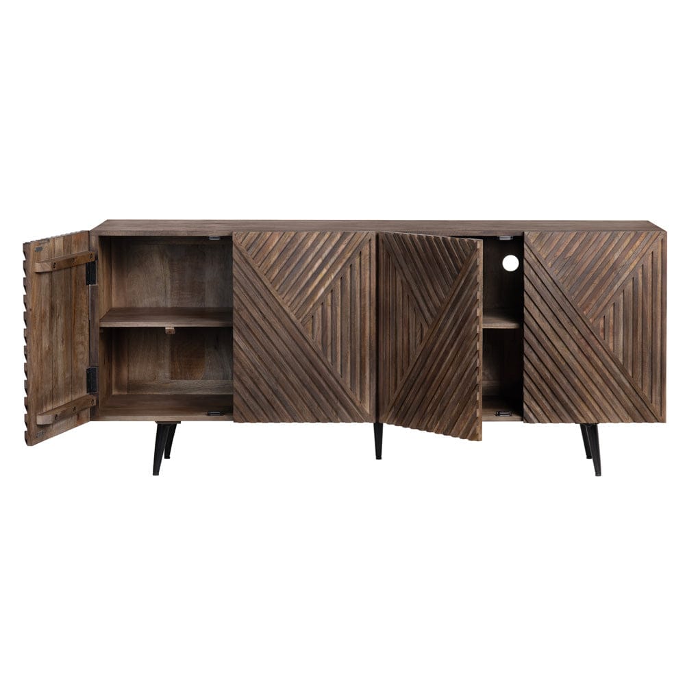 Crestview Collection - 69 in. Brown Solid Wood 4 Door Media Credenza / Sideboard - CVFNR4402 view 3