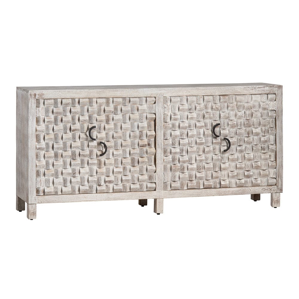Crestview Collection - 71 in. White Solid Wood 4 Door Media Credenza / Sideboard - CVFNR4532 view 1
