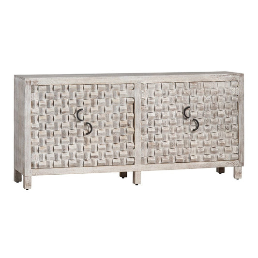 Crestview Collection - 71 in. White Solid Wood 4 Door Media Credenza / Sideboard - CVFNR4532 view 1