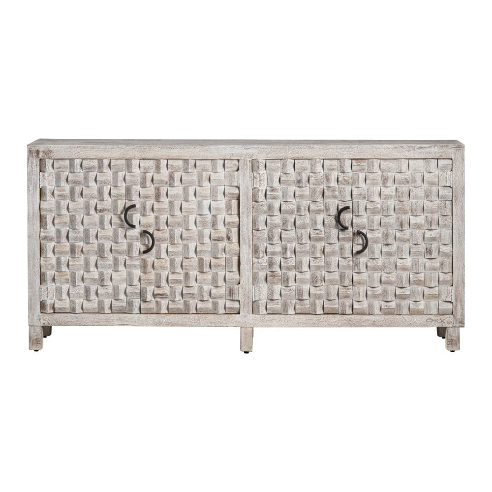 Crestview Collection - 71 in. White Solid Wood 4 Door Media Credenza / Sideboard - CVFNR4532 view 2
