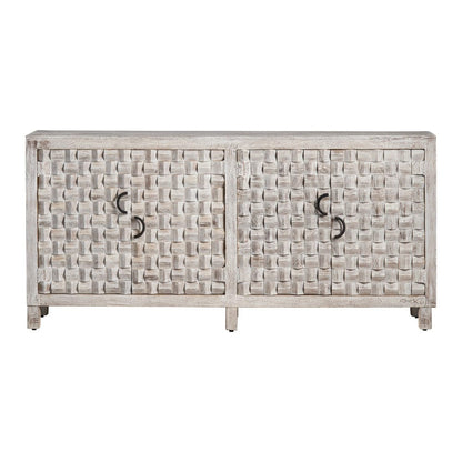 Crestview Collection - 71 in. White Solid Wood 4 Door Media Credenza / Sideboard - CVFNR4532 view 2