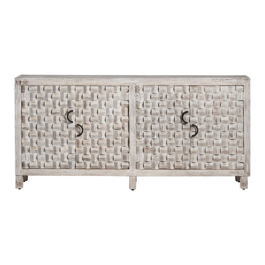 Crestview Collection - 71 in. White Solid Wood 4 Door Media Credenza / Sideboard - CVFNR4532 view 2