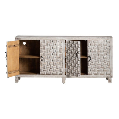 Crestview Collection - 71 in. White Solid Wood 4 Door Media Credenza / Sideboard - CVFNR4532 view 3