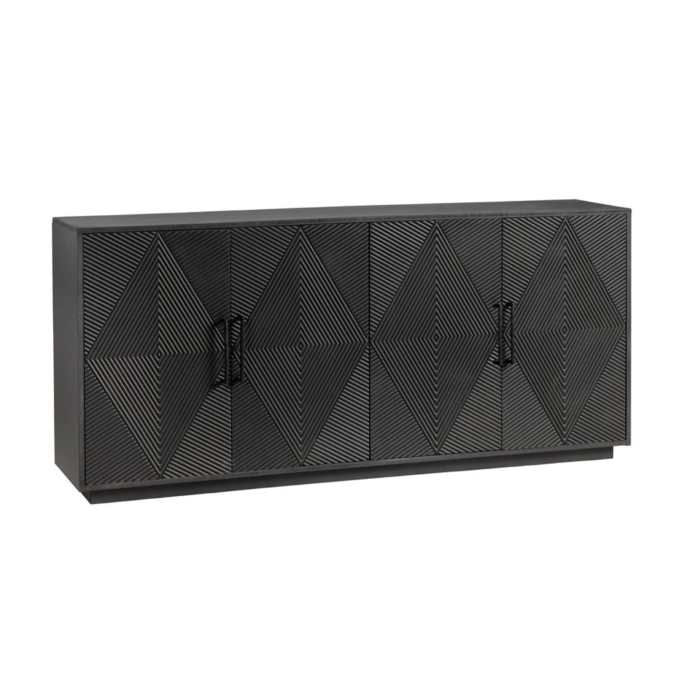 Crestview Collection - 72 in. Black Solid Wood 4 Door Media Credenza / Sideboard - CVFNR4400 view 1