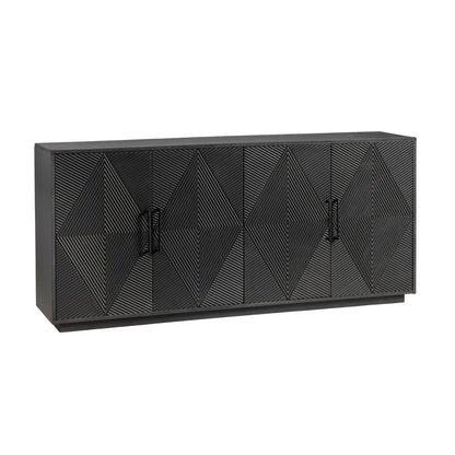 Crestview Collection - 72 in. Black Solid Wood 4 Door Media Credenza / Sideboard - CVFNR4400 view 1