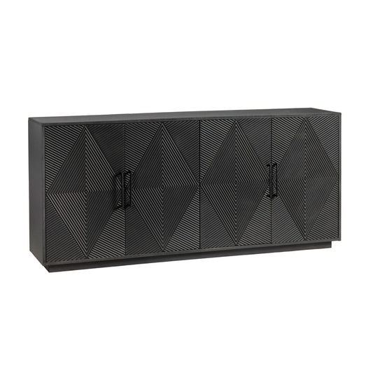 Crestview Collection - 72 in. Black Solid Wood 4 Door Media Credenza / Sideboard - CVFNR4400 view 1