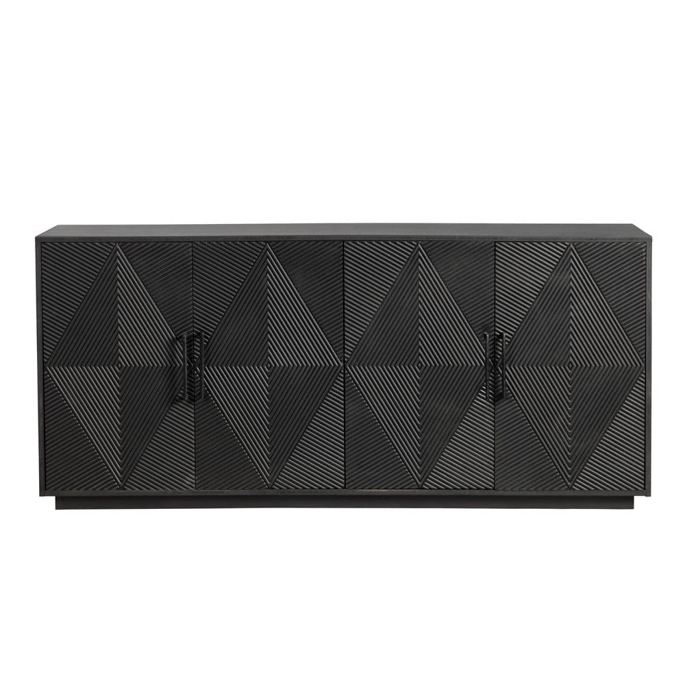 Crestview Collection - 72 in. Black Solid Wood 4 Door Media Credenza / Sideboard - CVFNR4400 view 2
