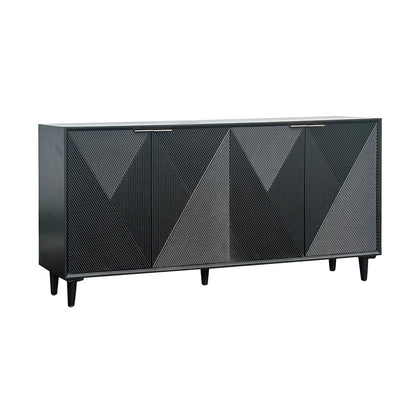 Crestview Collection - 72 in. Black Solid Wood 4 Door Media Credenza / Sideboard - CVFVR8565 view 1