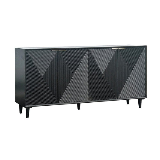 Crestview Collection - 72 in. Black Solid Wood 4 Door Media Credenza / Sideboard - CVFVR8565 view 1