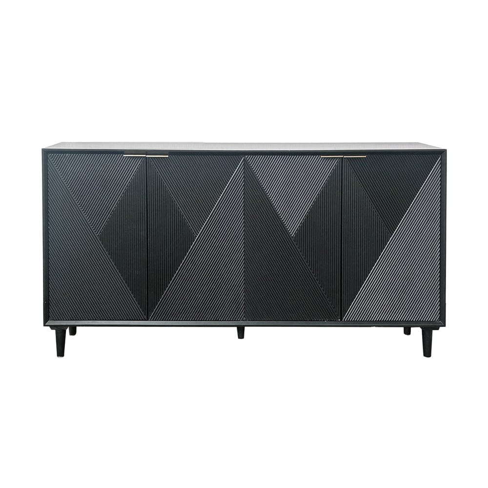 Crestview Collection - 72 in. Black Solid Wood 4 Door Media Credenza / Sideboard - CVFVR8565 view 2