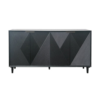 Crestview Collection - 72 in. Black Solid Wood 4 Door Media Credenza / Sideboard - CVFVR8565 view 2