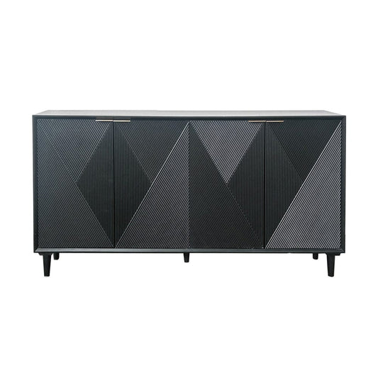 Crestview Collection - 72 in. Black Solid Wood 4 Door Media Credenza / Sideboard - CVFVR8565 view 2
