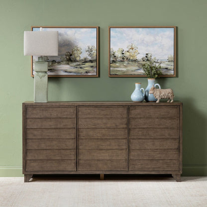 Crestview Collection - 72 in. Brown Solid Wood 3 Door Media Credenza / Sideboard - CVFDR1206 view 6