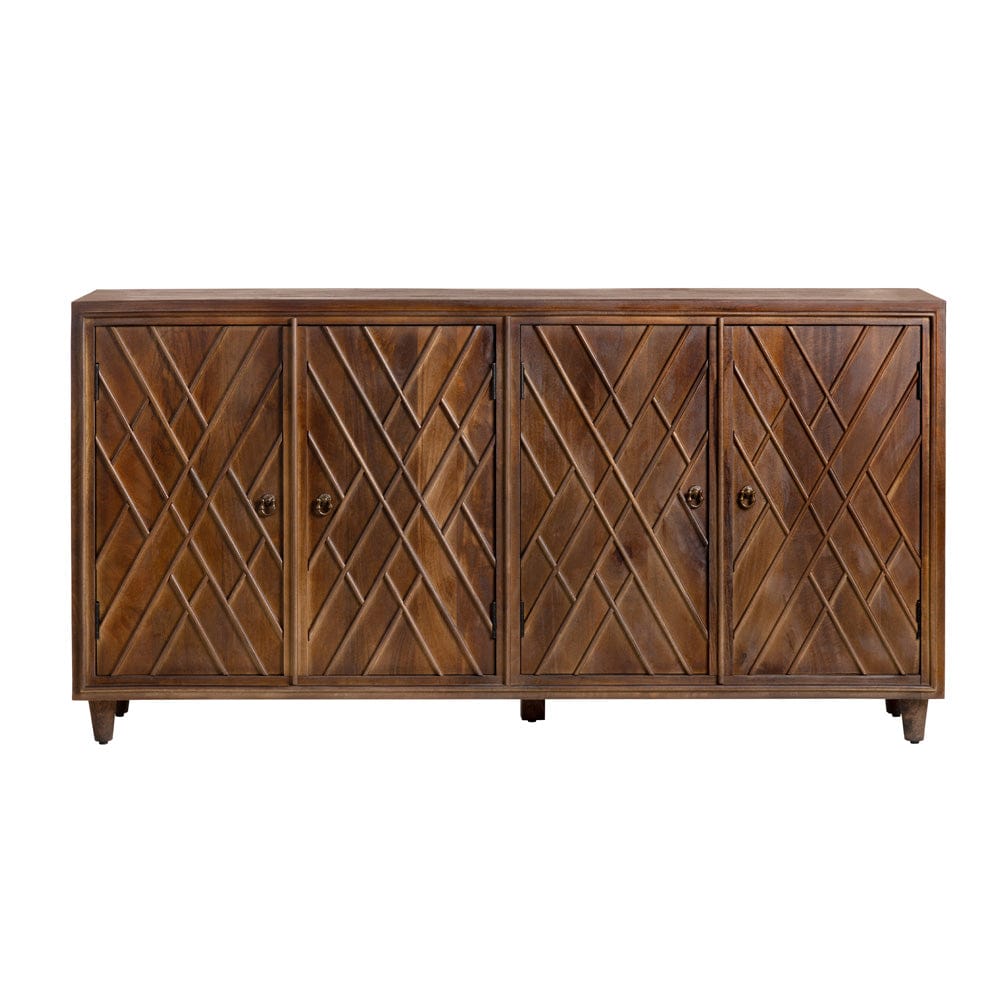 Crestview Collection - 72 in. Brown Solid Wood 4 Door Media Credenza / Sideboard - CVFNR4262 view 2
