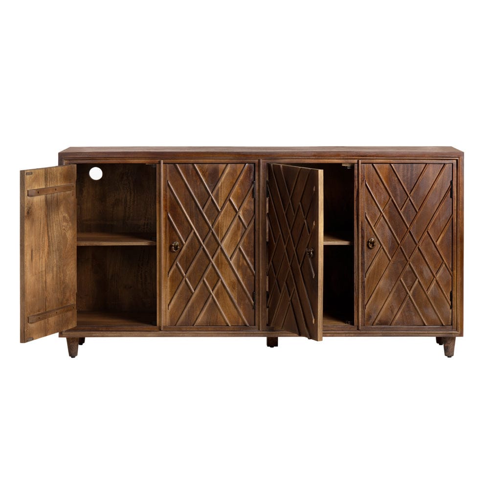 Crestview Collection - 72 in. Brown Solid Wood 4 Door Media Credenza / Sideboard - CVFNR4262 view 3