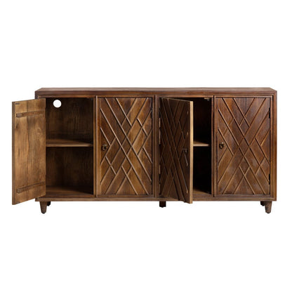 Crestview Collection - 72 in. Brown Solid Wood 4 Door Media Credenza / Sideboard - CVFNR4262 view 3