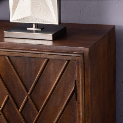 Crestview Collection - 72 in. Brown Solid Wood 4 Door Media Credenza / Sideboard - CVFNR4262 view 5