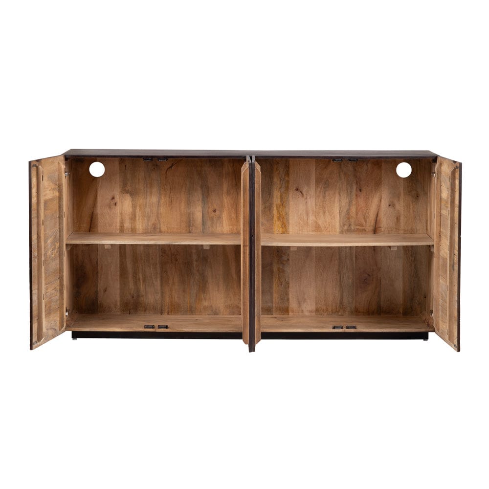 Crestview Collection - 72 in. Brown Solid Wood 4 Door Media Credenza / Sideboard - CVFNR4809 view 3