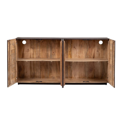 Crestview Collection - 72 in. Brown Solid Wood 4 Door Media Credenza / Sideboard - CVFNR4809 view 3