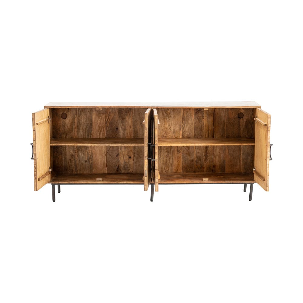Crestview Collection - 72 in. Brown Solid Wood 4 Door Media Credenza / Sideboard - CVFNR5025 view 3