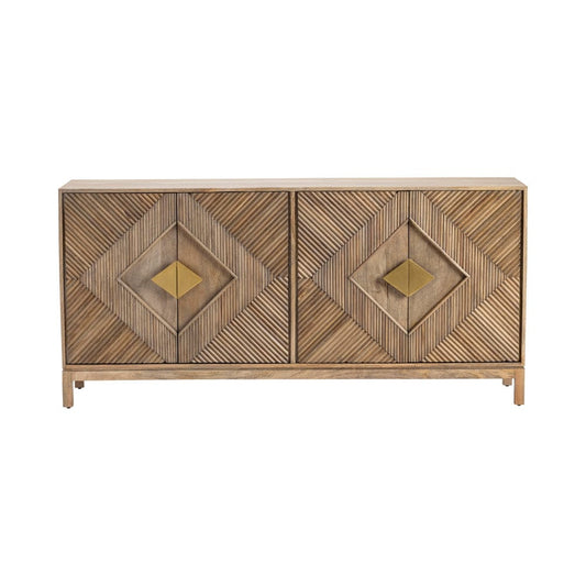 Crestview Collection - 72 in. Brown Solid Wood 4 Door Media Credenza / Sideboard - CVFNR5050 view 2