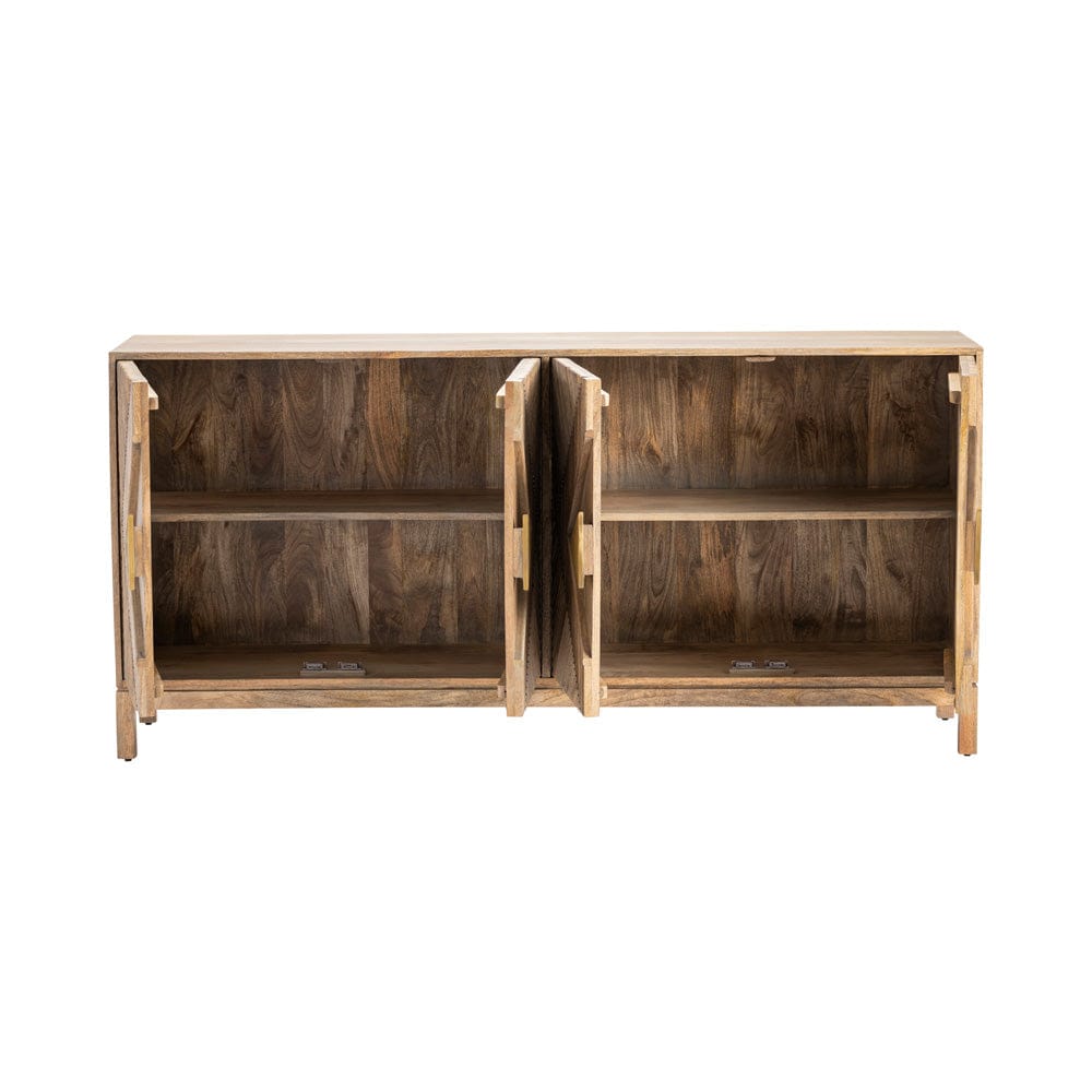 Crestview Collection - 72 in. Brown Solid Wood 4 Door Media Credenza / Sideboard - CVFNR5050 view 3