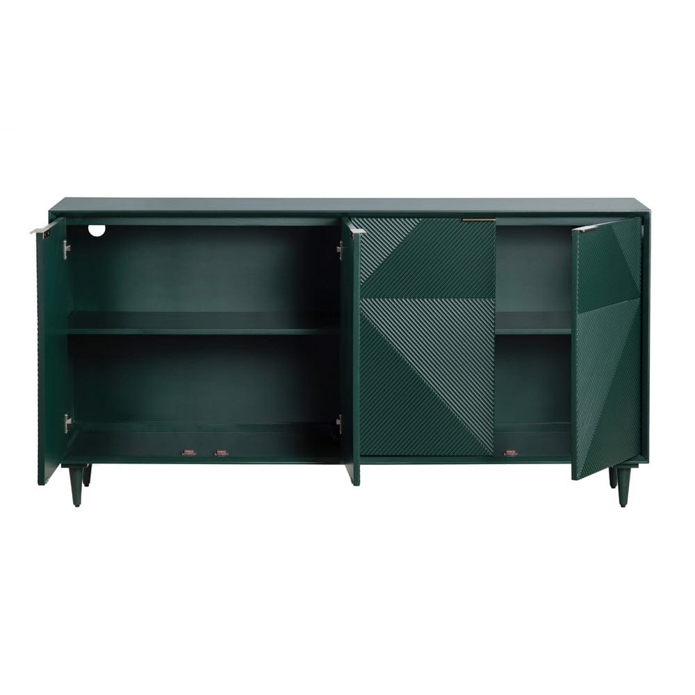 Crestview Collection - 72 in. Green Solid Wood 4 Door Media Credenza / Sideboard - CVFVR8416 view 3