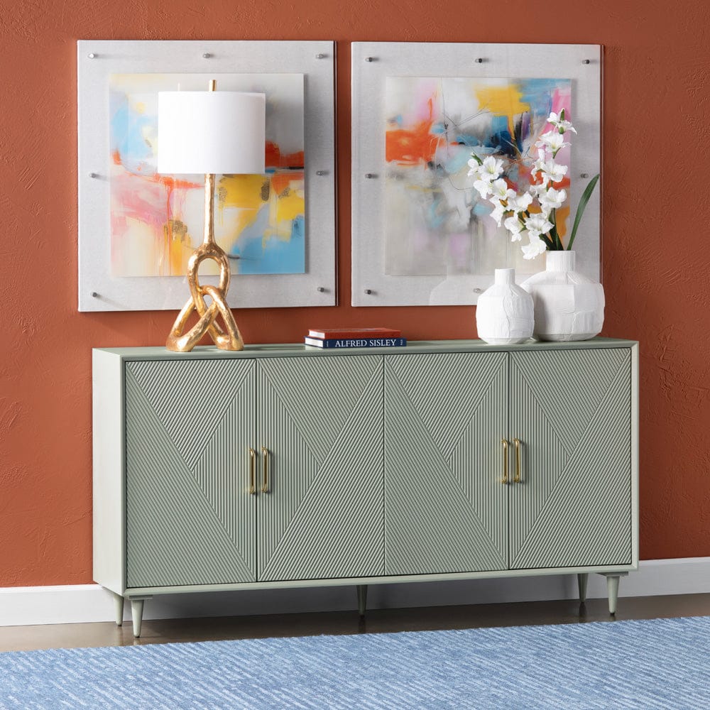 Crestview Collection - 72 in. Green Solid Wood 4 Door Media Credenza / Sideboard - CVFVR8428 view 6