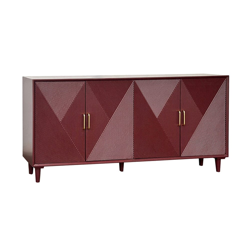 Crestview Collection - 72 in. Red Solid Wood 4 Door Media Credenza / Sideboard - CVFVR8564 view 1