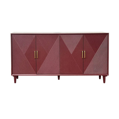 Crestview Collection - 72 in. Red Solid Wood 4 Door Media Credenza / Sideboard - CVFVR8564 view 2