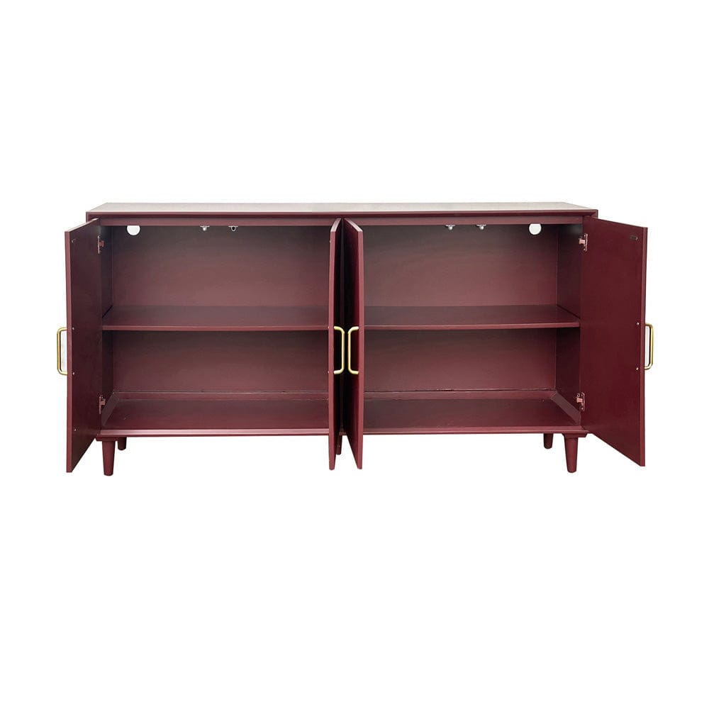 Crestview Collection - 72 in. Red Solid Wood 4 Door Media Credenza / Sideboard - CVFVR8564 view 3