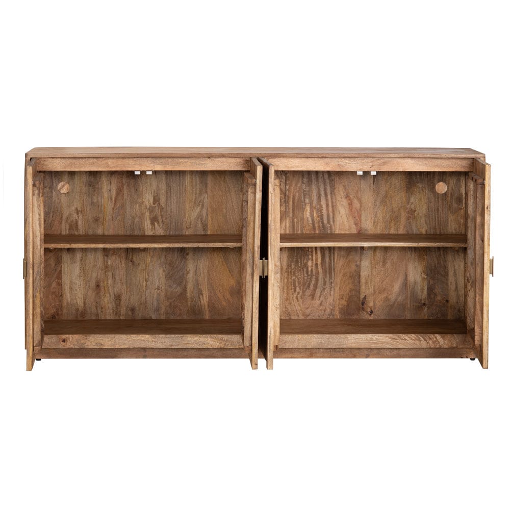 Crestview Collection - 74 in. Brown Solid Wood 4 Door Media Credenza / Sideboard - CVFNR4611 view 3