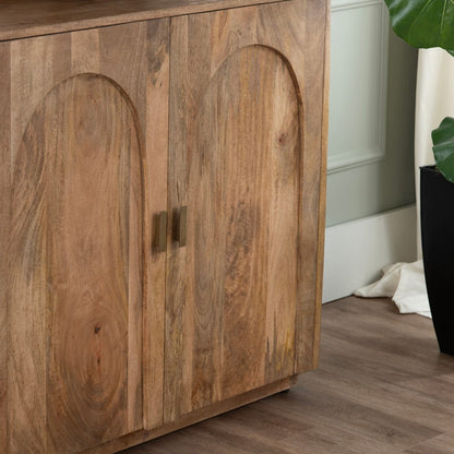 Crestview Collection - 74 in. Brown Solid Wood 4 Door Media Credenza / Sideboard - CVFNR4611 view 6