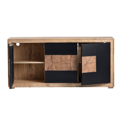 Crestview Collection - 76 in. Brown Solid Wood 3 Door Media Credenza / Sideboard - CVFNR4583 view 3