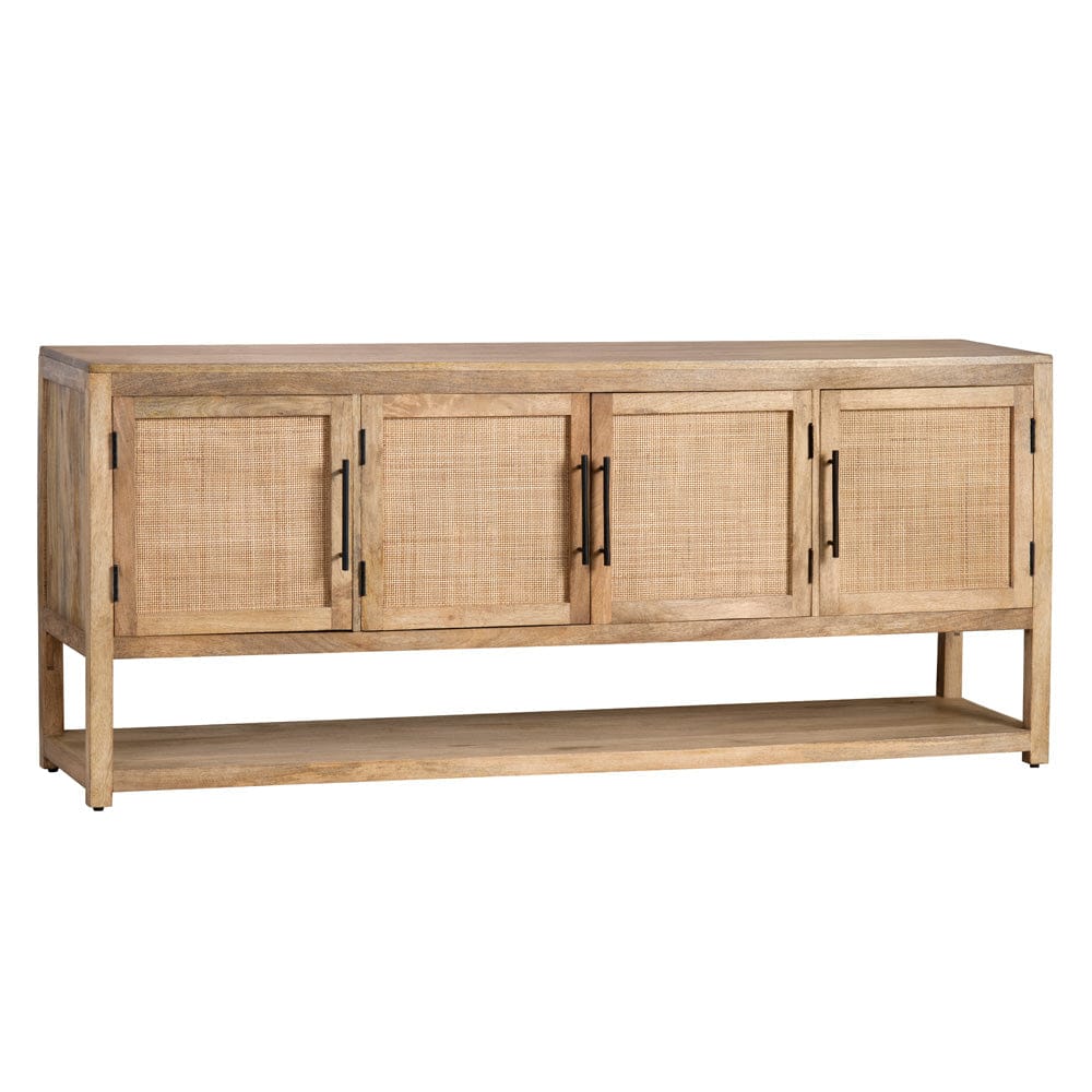 Crestview Collection - 76 in. Brown Solid Wood 4 Door Media Credenza / Sideboard - CVFNR4411 view 1