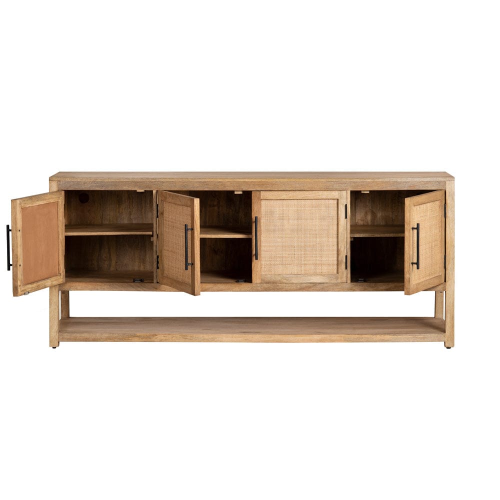 Crestview Collection - 76 in. Brown Solid Wood 4 Door Media Credenza / Sideboard - CVFNR4411 view 3
