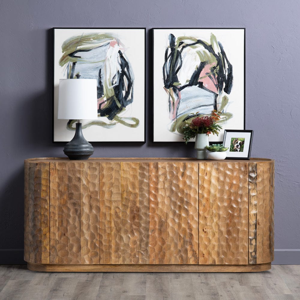 Crestview Collection - 76 in. Brown Solid Wood 4 Door Media Credenza / Sideboard - CVFNR4516 view 5