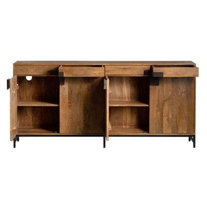 Crestview Collection - 76 in. Brown Solid Wood 4 Drawer 4 Door Media Credenza / Sideboard - CVFNR4519 view 3