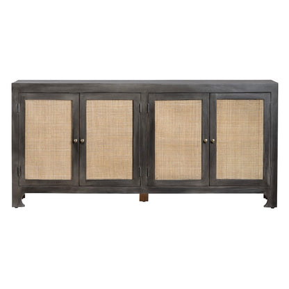 Crestview Collection - 76 in. Gray Solid Wood 4 Door Media Credenza / Sideboard - CVFNR4241 view 2