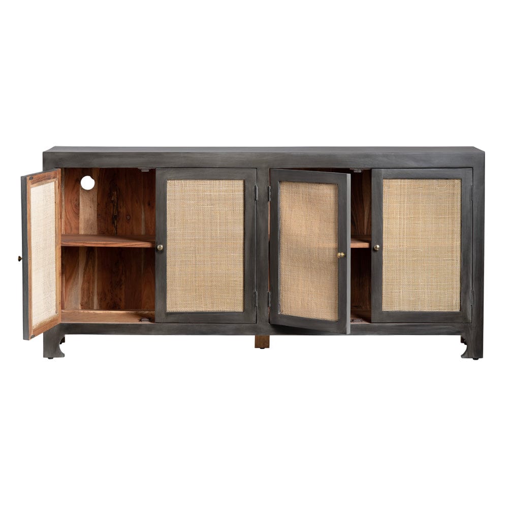 Crestview Collection - 76 in. Gray Solid Wood 4 Door Media Credenza / Sideboard - CVFNR4241 view 3