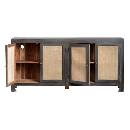 Crestview Collection - 76 in. Gray Solid Wood 4 Door Media Credenza / Sideboard - CVFNR4241 view 3