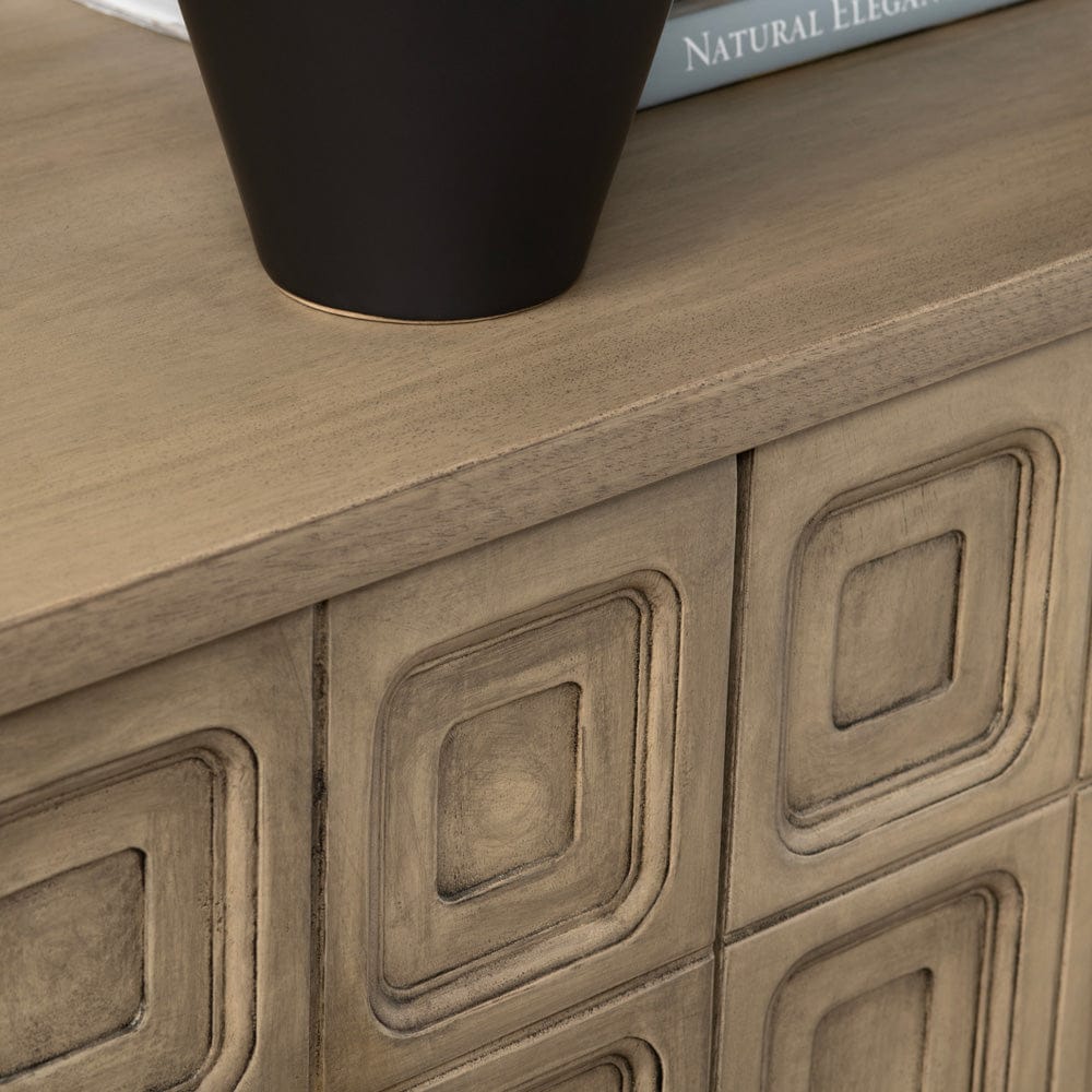Crestview Collection - 77 in. Brown Solid Wood 4 Door Media Credenza / Sideboard - CVFNR4616 view 5
