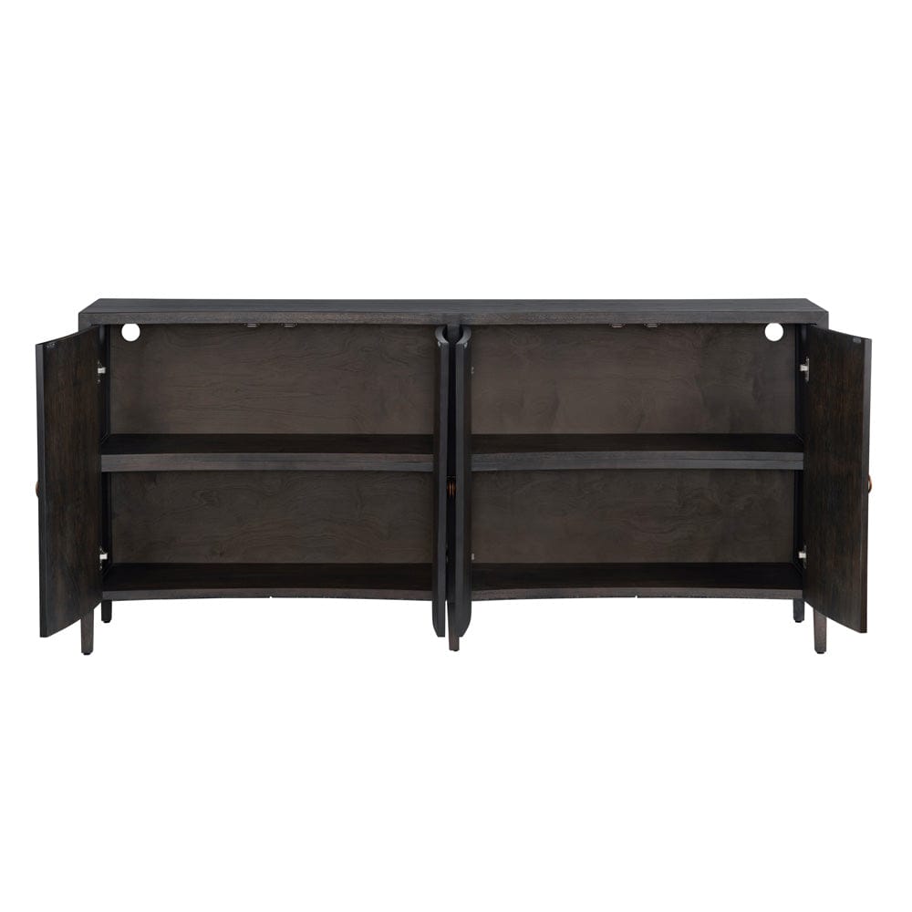 Crestview Collection - 78 in. Brown Solid Wood 4 Door Media Credenza / Sideboard - CVFDR1230 view 3