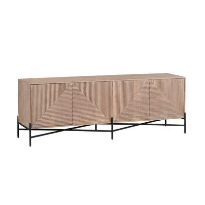 Crestview Collection - 78 in. Brown Solid Wood 4 Door Media Credenza / Sideboard - CVFNR4613 view 1