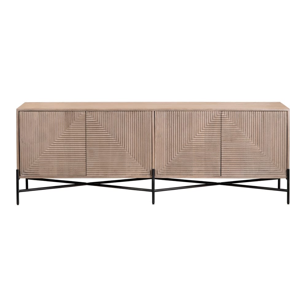 Crestview Collection - 78 in. Brown Solid Wood 4 Door Media Credenza / Sideboard - CVFNR4613 view 2
