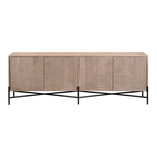 Crestview Collection - 78 in. Brown Solid Wood 4 Door Media Credenza / Sideboard - CVFNR4613 view 2