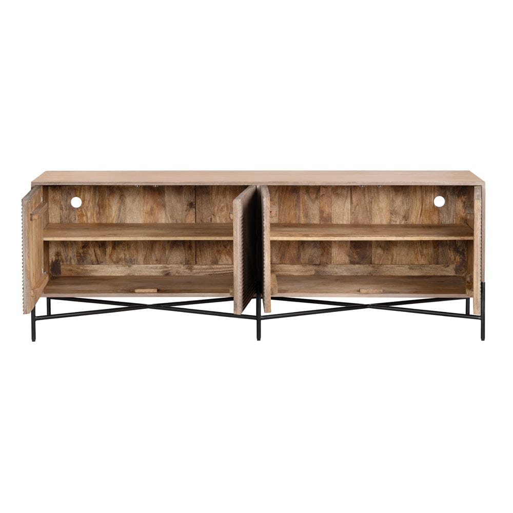 Crestview Collection - 78 in. Brown Solid Wood 4 Door Media Credenza / Sideboard - CVFNR4613 view 3