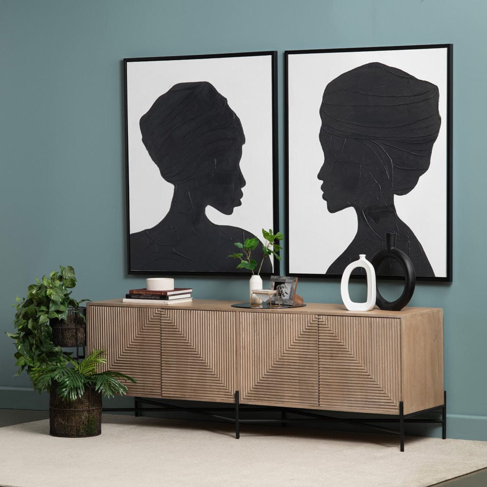 Crestview Collection - 78 in. Brown Solid Wood 4 Door Media Credenza / Sideboard - CVFNR4613 view 6