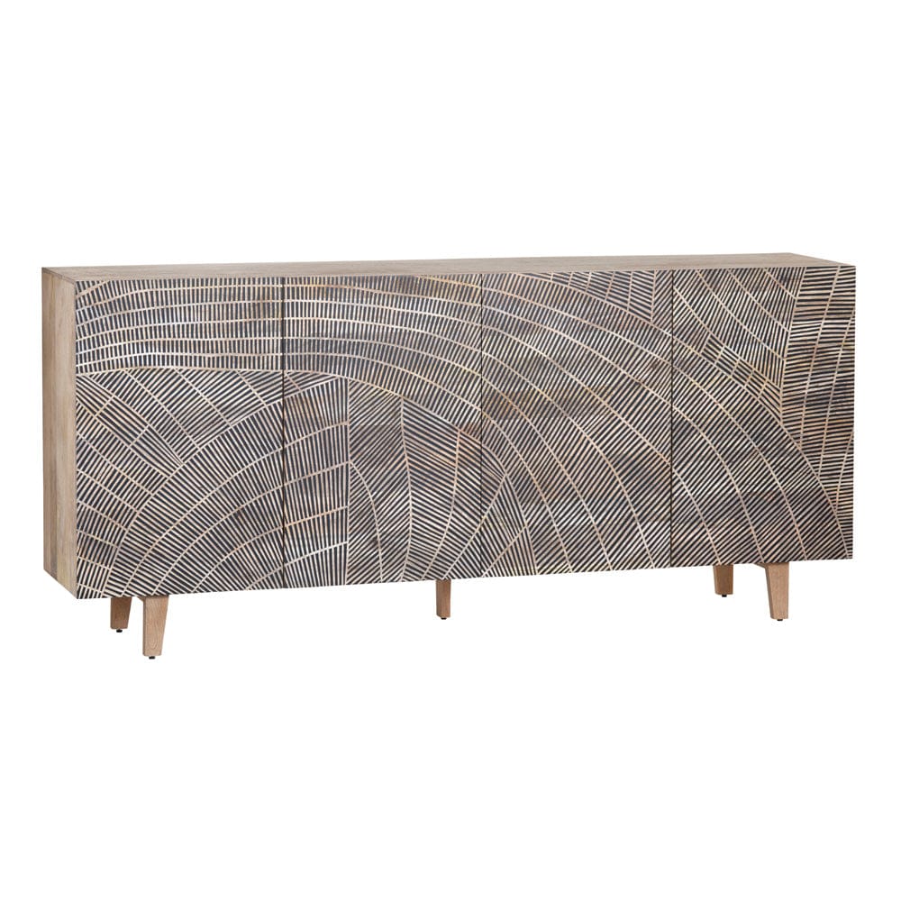 Crestview Collection - 79 in. Brown Solid Wood 4 Door Media Credenza / Sideboard - CVFNR4551 view 1